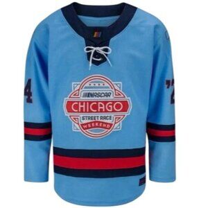NASCAR Men's Jersey Chicago Street Weekend Race Hockey Large NEW Light Blue